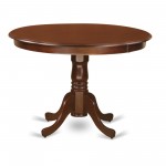 3Pc Kitchen Set, 1 Pedestal Dining Table, 2 Brown Upholstered Dining Chairs, Button Tufted Back, Mahogany Finish