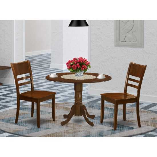 3 Pc Kitchen Table With 2 Drop Leaves And 2Leather Dinette Chairs