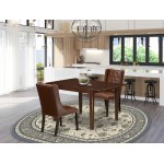 3Pc Kitchen Set, 1 Butterfly Leaf Rectangular Dining Table, 2 Brown Dining Chairs, Back, Mahogany Finish