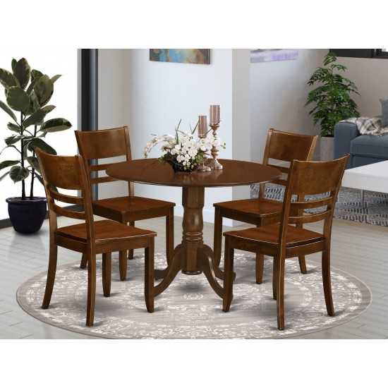 5 Pc With 2 Drop Leaves And 4 Wood Kitchen Chairs In Espresso