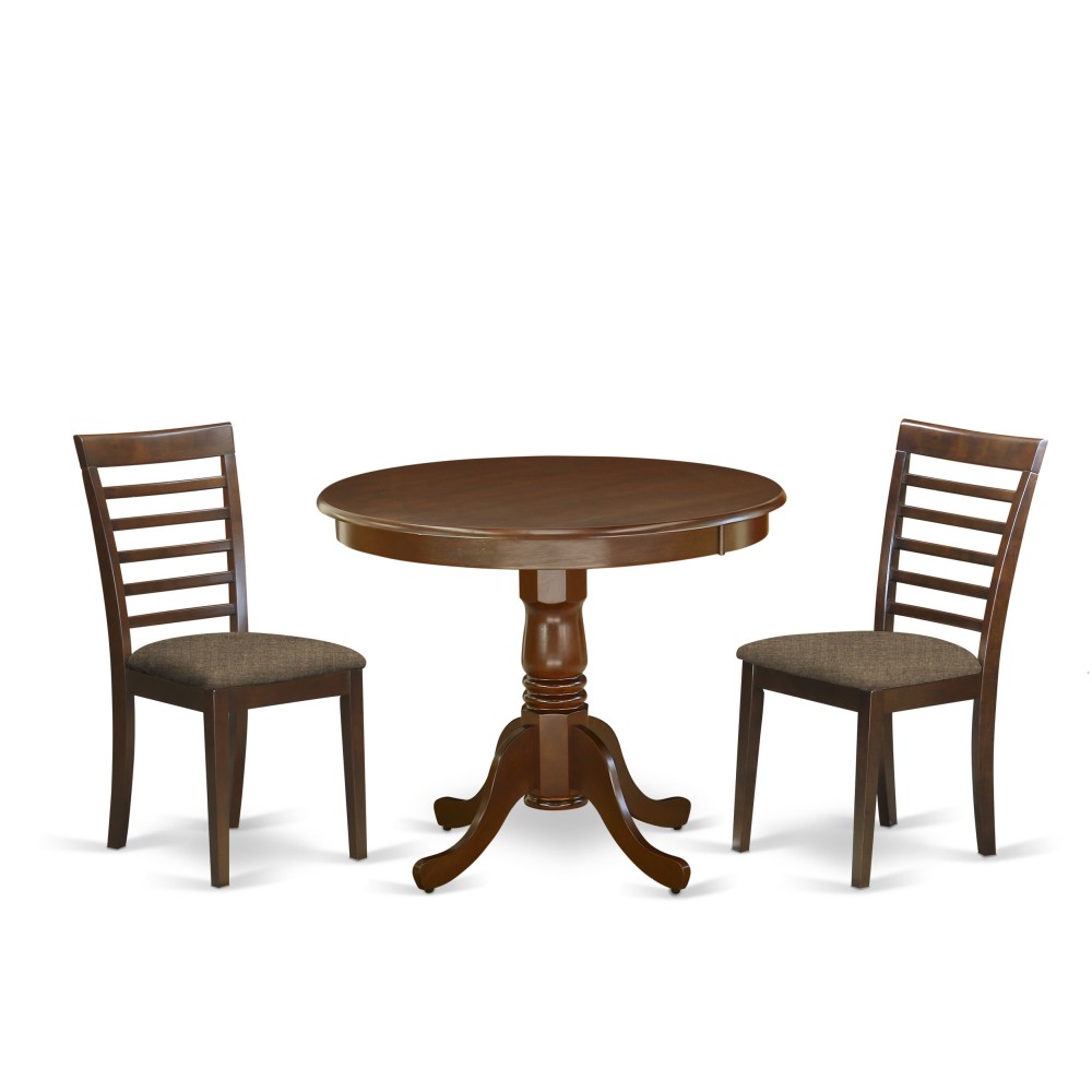 3Pc Round 36 Inch Kitchen Table And Pair Of Linen Upholstery Seat Dining Chairs 3Pc Round 36 Inch Kitchen Table And Pair Of Linen Upholstery Seat Dining Chairs