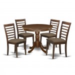 5Pc Round 36" Kitchen Table And 4 Linen Upholstery Seat Chairs