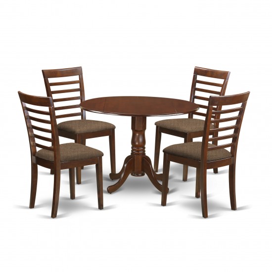 5 Pc Kitchen Table Set-Dining Table And 4 Linen Kitchen Chairs