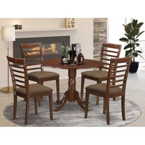 5 Pc Kitchen Table Set-Dining Table And 4 Linen Kitchen Chairs