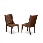 5Pc Dining Set, 1 Butterfly Leaf Table, 4 Brown Padded Chairs, Button Tufted Back, Mahogany Finish