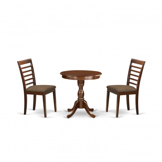 3-Pc Kitchen Dining Room Set 2 Wooden Dining Room Chairs, 1 Table (Mahogany)