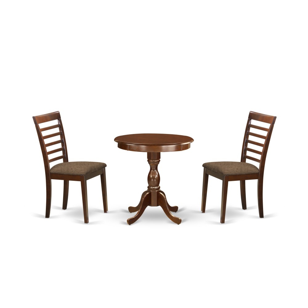 3-Pc Kitchen Dining Room Set 2 Wooden Dining Room Chairs, 1 Table (Mahogany)