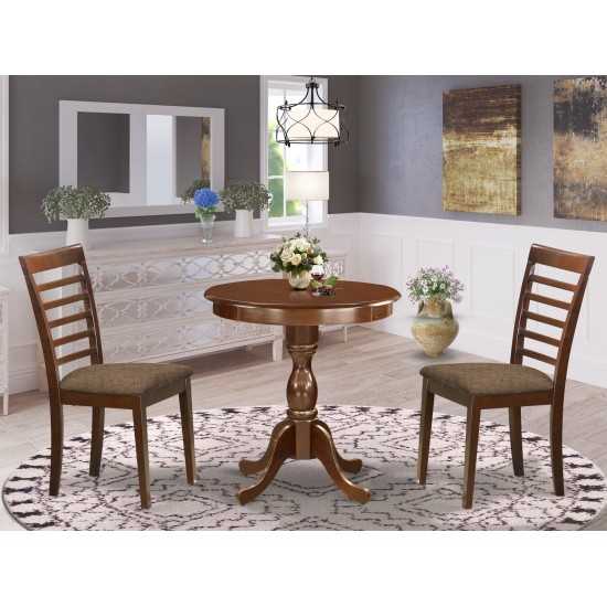 3-Pc Kitchen Dining Room Set 2 Wooden Dining Room Chairs, 1 Table (Mahogany)