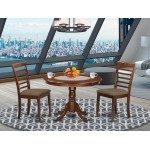 3 Pc Set, Kitchen Table And 2 Linen Seat Dinette Kitchen Chairs In Mahogany