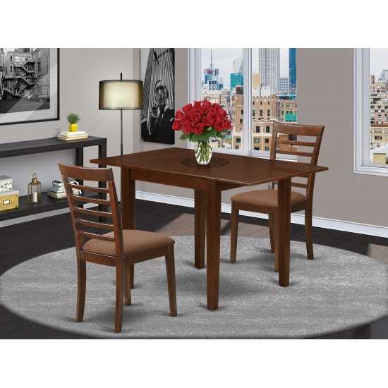 3Pc Kitchen Set Offers A Dining Table, 2 Chair, Linen Fabic Seat, Mahogany Finish