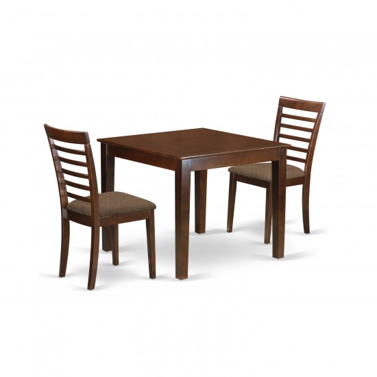 3 Pc Dinette Table Set With A Dining Table And 2 Dining Chairs In Mahogany