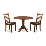 3 Pc Small Kitchen Table And Chairs Set-Round Kitchen Table And 2 Dining Chairs