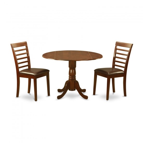 3 Pc Small Kitchen Table And Chairs Set-Round Kitchen Table And 2 Dining Chairs