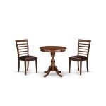 3-Pc Kitchen Dining Set 2 Dining Room Chairs And 1 Dining Table (Mahogany)