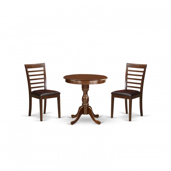 3-Pc Kitchen Dining Set 2 Dining Room Chairs And 1 Dining Table (Mahogany)