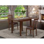 3Pc Dining Set Features A Table, 2 Chairs, Faux Leather Seat, Mahogany Finish