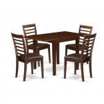 5Pc Dining Set, A Kitchen Table, 4 Dinette Chairs, Faux Leather Seat, Mahogany Finish