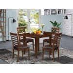 5Pc Dining Set, A Kitchen Table, 4 Dinette Chairs, Faux Leather Seat, Mahogany Finish