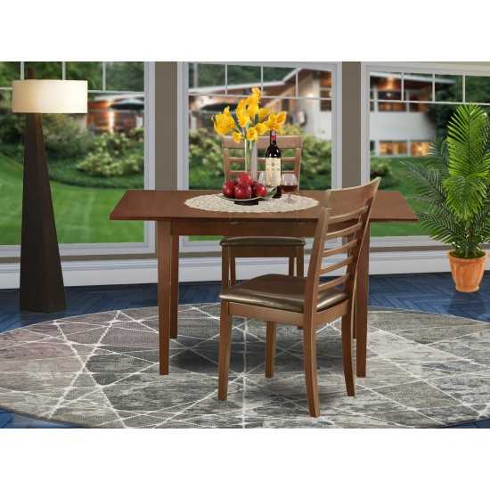 3 Pc Small Kitchen Table Set - Table With Leaf And 2 Kitchen Dining Chairs