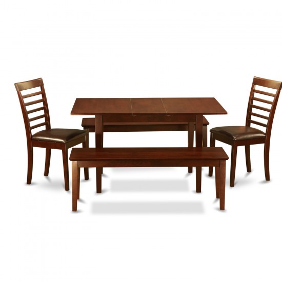 5 Pc Kitchen Nook Dining Set - Table Plus 2 Dining Table Chairs And 2 Benches