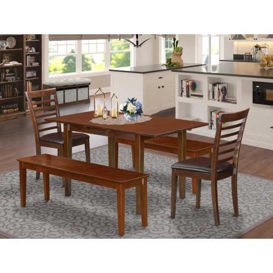 5 Pc Kitchen Nook Dining Set - Table Plus 2 Dining Table Chairs And 2 Benches