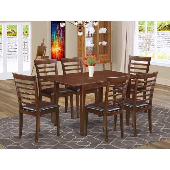 7 Pc Small Table Set - Kitchen Table With Leaf And 6 Kitchen Dining Chairs