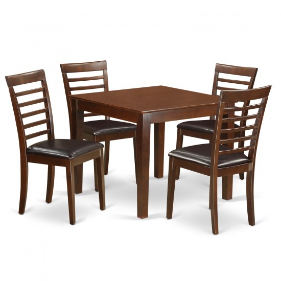 5 Pc Kitchen Dinette Set With A Dining Table And 4 Dining Chairs In Mahogany