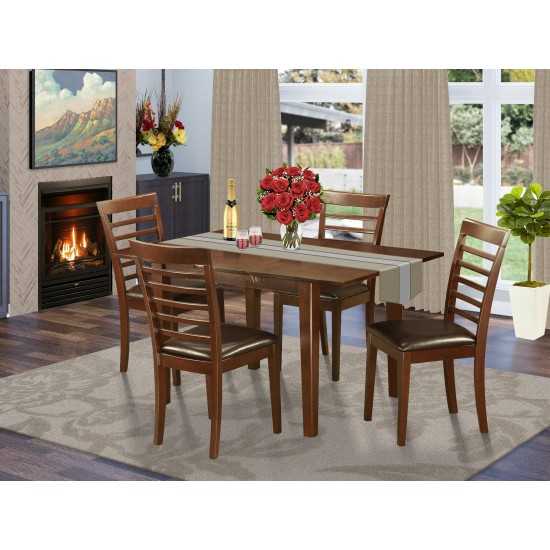 5 Pc Kitchen Nook Dining Set -Small Table With 4 Dining Chairs