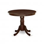 5Pc Round 36 Inch Family Table And Four Wood Seat Chairs