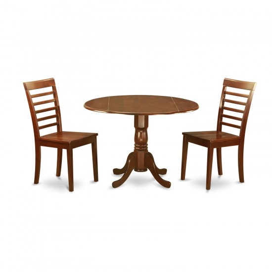 3 Pc Small Kitchen Table And Chairs Set-Drop Leaf Table And 2 Kitchen Chairs In