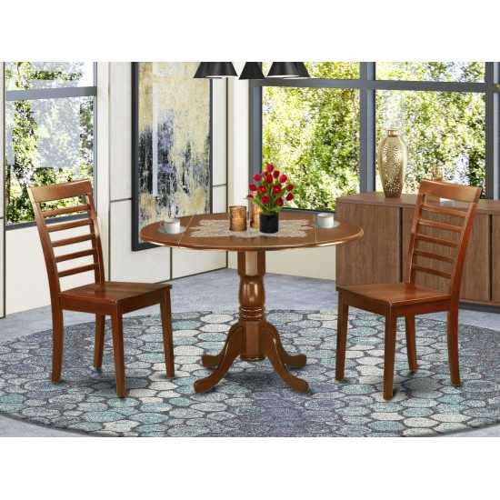 3 Pc Small Kitchen Table And Chairs Set-Drop Leaf Table And 2 Kitchen Chairs In