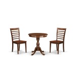 3-Pc Kitchen Dining Set 2 Wooden Dining Room Chairs, 1 Table (Mahogany Finish)