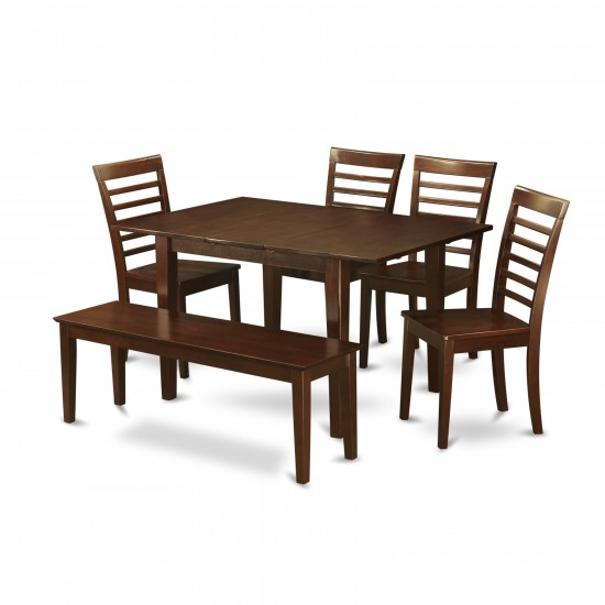 6 Pc Kitchen Nook Dining Set -Table And 4 Chairs For Dining Room And Bench