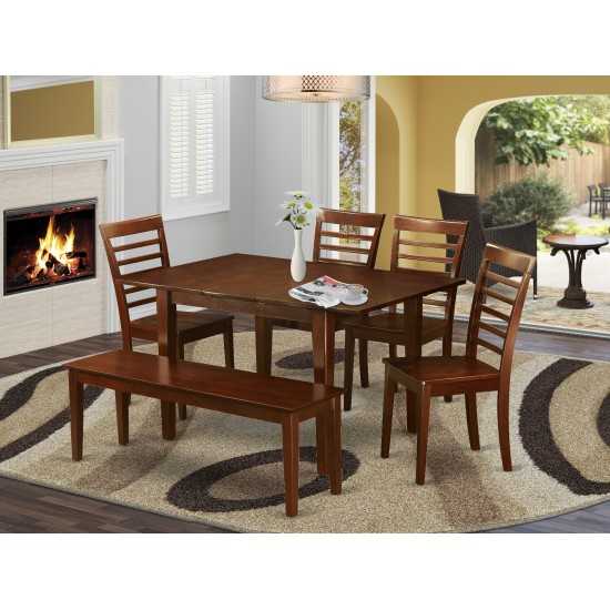 6 Pc Kitchen Nook Dining Set -Table And 4 Chairs For Dining Room And Bench