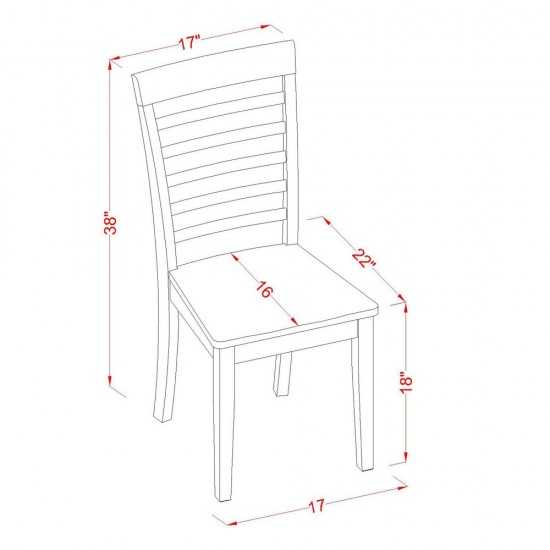 3Pc Dining Set Offers A Dining Table, 2 Wooden Chairs, Asian Hardwood Seat, Ladder Back, Mahogany Finish