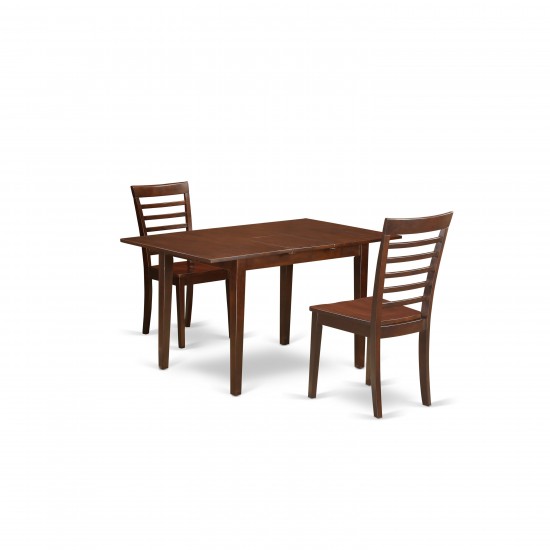 3 Pc Kitchen Dinette Set - Table With Leaf And 2 Kitchen Chairs