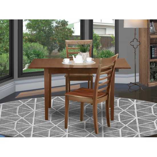 3 Pc Kitchen Dinette Set - Table With Leaf And 2 Kitchen Chairs