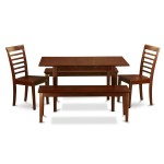 5 Pc Kitchen Table Set - Plus 2 Chairs For Dining Room And 2 Benches