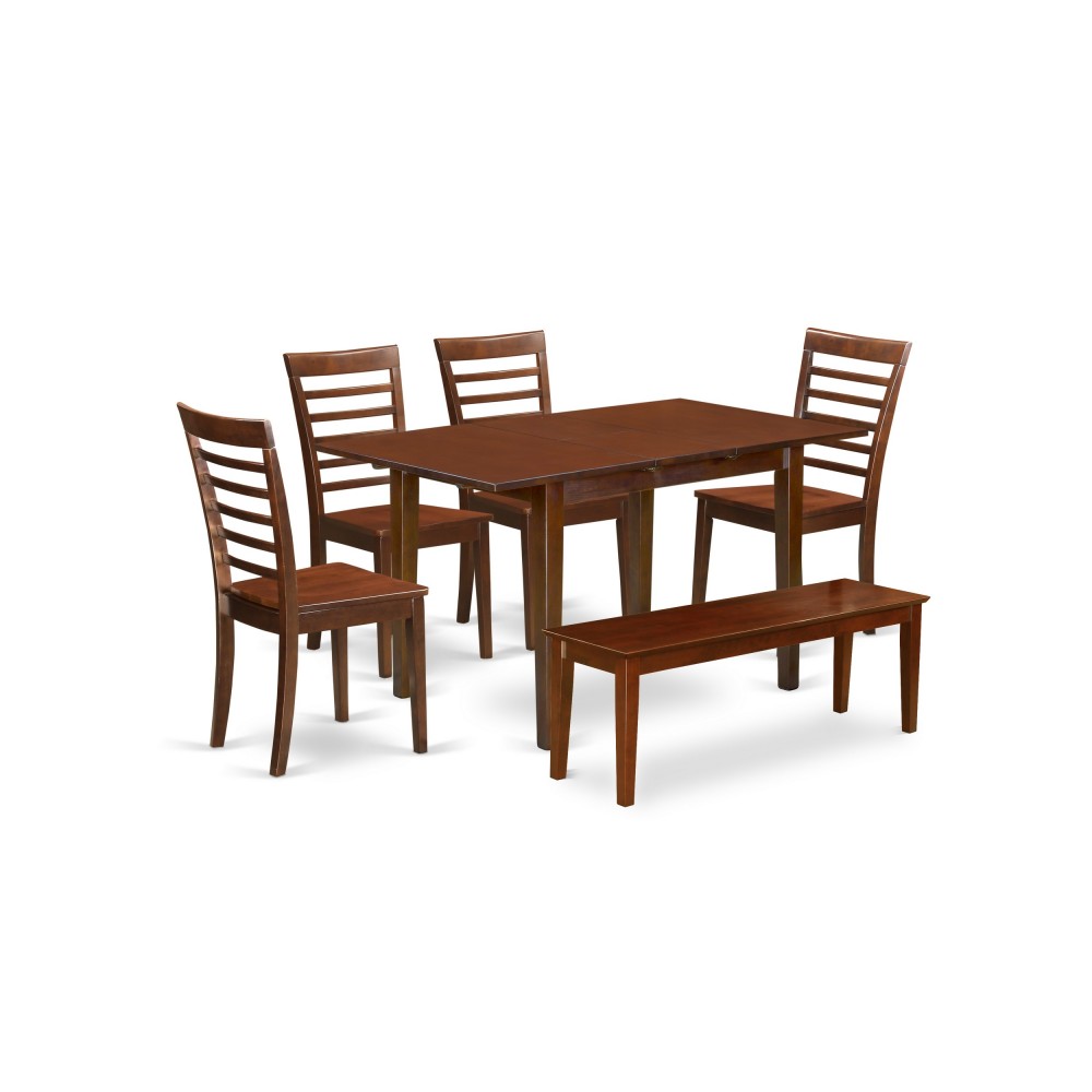 6 Pc Kitchen Dinette Set - Table And 4 Kitchen Dining Chairs Plus Bench