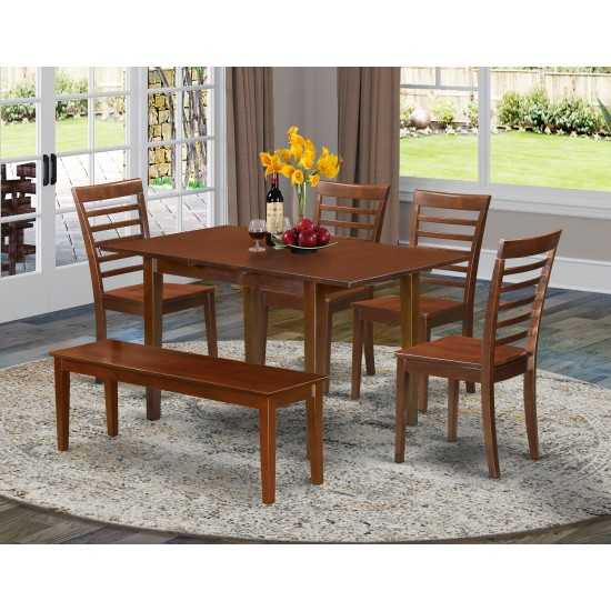 6 Pc Kitchen Dinette Set - Table And 4 Kitchen Dining Chairs Plus Bench