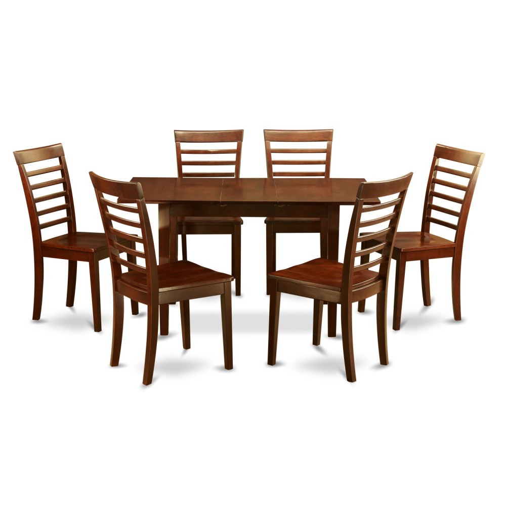 7 Pc Dining Room Set - Rectangular Table With Leaf And 6 Dining Chairs