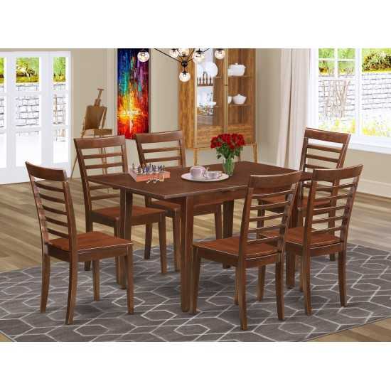 7 Pc Dining Room Set - Rectangular Table With Leaf And 6 Dining Chairs