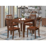 5 Pc Small Kitchen Table Set, Dining Table And 4 Kitchen Chairs In Mahogany