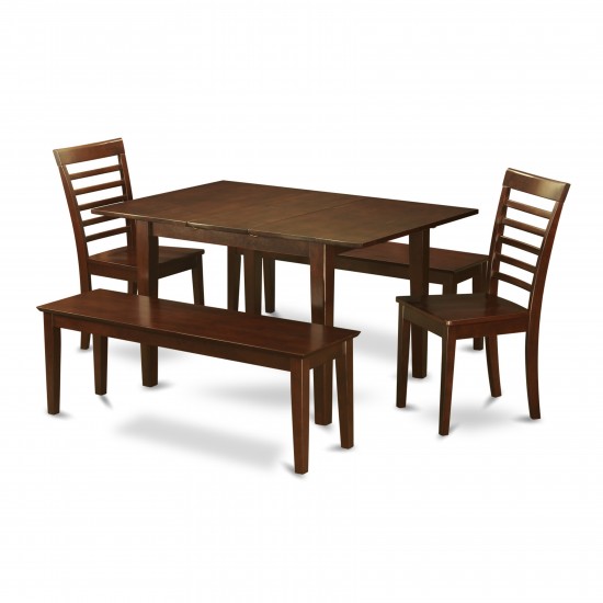 5 Pc Kitchen Table With Bench -Dinette Table With 2 Dining Chairs And 2 Benches