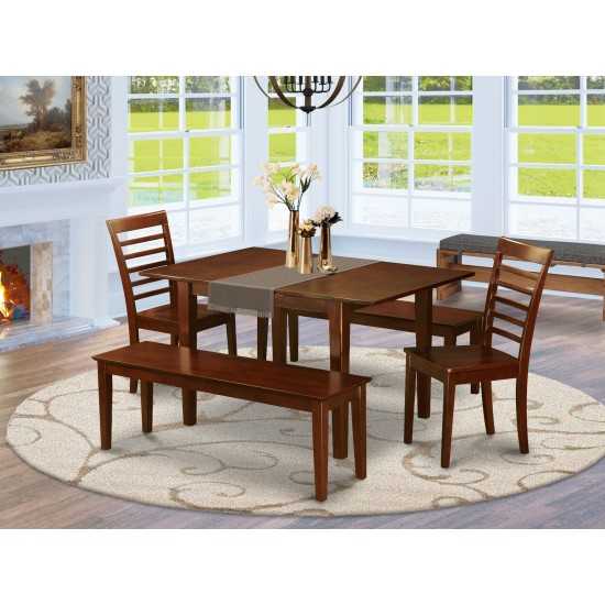 5 Pc Kitchen Table With Bench -Dinette Table With 2 Dining Chairs And 2 Benches