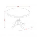 5Pc Dining Set, Round Dinette Table, Four Parson Chairs, Dark Coffee Fabric, Linen White Finish