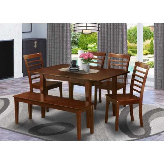 6 Pc Dining Room Set With Bench -Table With 4 Chairs And Dining Bench