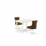 3Pc Kitchen Set, 2 Parson Chairs, Stylish Back, Upholstered Seat, Butterfly Leaf Kitchen Table, Linen White