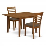 3 Pc Set Milan Dinette Table, Leaf, 2 Cushiad Dinette Chairs In Saddle Brown .