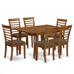 7 Pc Kitchen Nook Dining Set-Breakfast Nook And 6 Dining Chairs In Brown